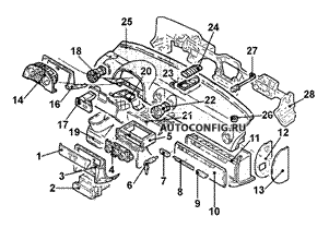 Панель приборов Audi TT, схема узла