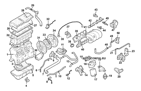 Двигатель / Система охлаждения Audi A4, схема узла