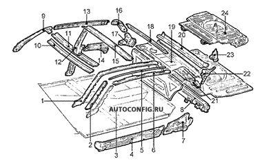 Рама / Элементы жесткости кузова BMW 3-я серия (e30), схема узла