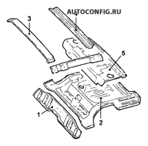 Элементы жесткости кузова / Рама Hyundai Pony, схема узла
