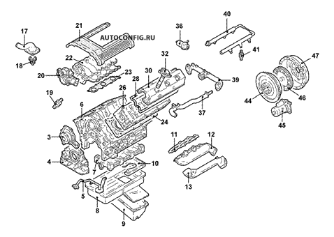 Двигатель / Система охлаждения Isuzu Trooper II, схема узла