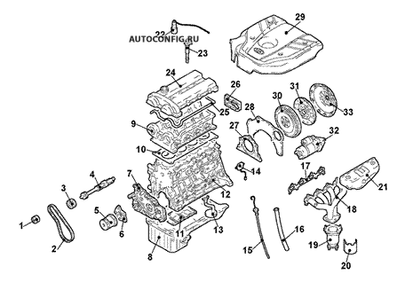 Двигатель / Система охлаждения Kia Sorento, схема узла