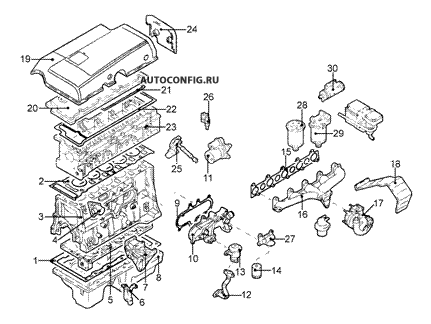 Двигатель / Система охлаждения Rover Discovery, схема узла