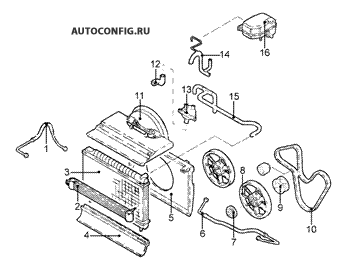 Двигатель / Система охлаждения Rover Discovery, схема узла
