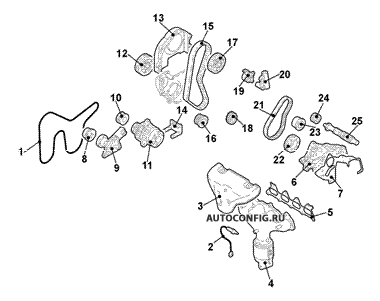Двигатель / Система охлаждения Mitsubishi Outlander, схема узла