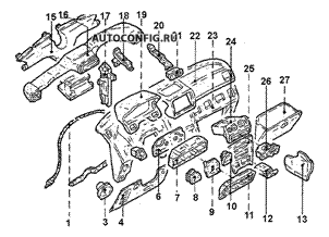 Панель приборов Mitsubishi Space Wagon, схема узла