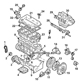 Двигатель / Система охлаждения Toyota Previa, схема узла